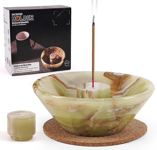 Radicaln Marble Incense Holder 5.5" Inches Green Handmade Incense Stick Holder for Palo Santo Holder, Ideal Marbles Ashtray & Incense Holder Marble for Bedroom