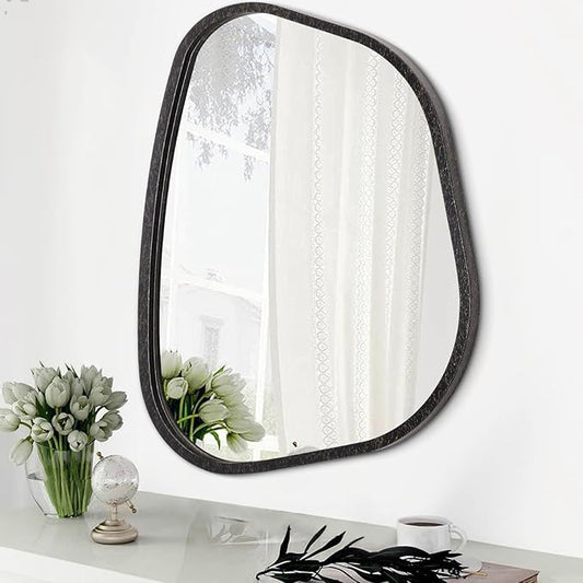 Irregular Asymmetrical Mirror Wall Mounted, Unique Vanity Mirror, Shaped Dressing Mirror Decorative for Living Room, Bathroom, Bedroom, Entryway Wall Decor 14"x10"