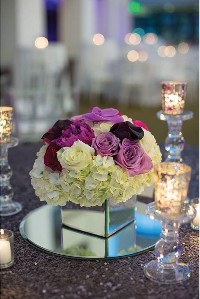 WGVI WGV Large Round Mirror Plate 8" Diameter, 4.5 mm Thickness, Frameless Sanded Edges, Quality Thick Candle Tray, Home Event Party Wedding Table Centerpiece Wall Decor, 1 Piece