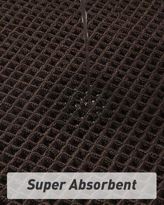 Upgraded Waffle Runner Rug Super Absorbent Non Slip Bath Mats for Bathroom Machine Washable Bathroom Runner Rug with Tassels, Ideal for Hallway Bedroom Laundry Room, Chocolate, 2'x 5'(24" x 60")