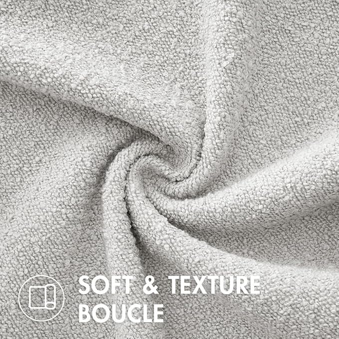 MIULEE 24x24 Decorative Euro Sham Throw Pillows for Bed Set of 2 Textured Boucle Neutral Winter Throw Pillow Covers Light Grey Accent Solid Couch Pillowcases Sofa Livingroom Home Decor