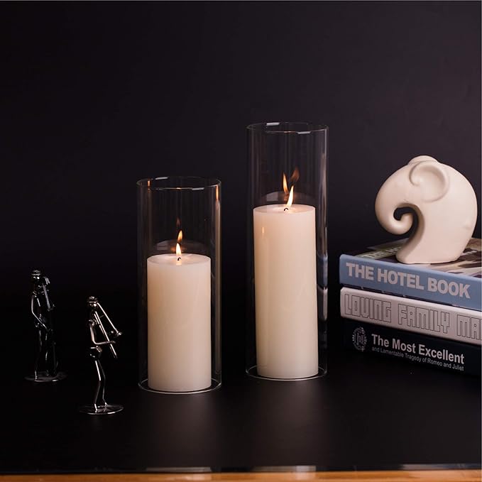 WGVI Hurricane Candle Holder Sleeve, Wide 4", Height 30", Clear Glass Cylinder Candleholder, Chimney Tube, Open Ended Candle Shade, 6 Pieces Bulk