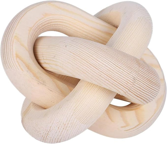 Wood Knot Decor -Coffee Table Decor Shelf Decor Table Books Hand Carved Home Decoration Boho Country Rustic Modern Shabby Chic Style Decor 3 Link Wooden Knot Chain Link Decor (Nature)