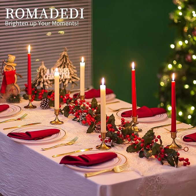 Romadedi Gold Candlestick Candle Holders for Taper, 6 PCS Gold Brass Color Candle Stick Candle Holder for Table Centerpiece, Wedding Reception, Festive Christmas Mantel Decoration or Home Decor