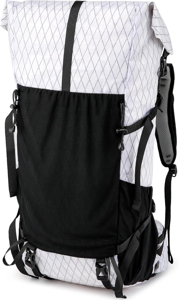 Hiking Backpack,40L to 50L Extra Large Capacity Hiking Bag,Internal Frame Camping Backpack,Upgraded X-PAC Lightweight Sport Daypack Travel Backpack Fit For Mountain Climbing Camping(White)