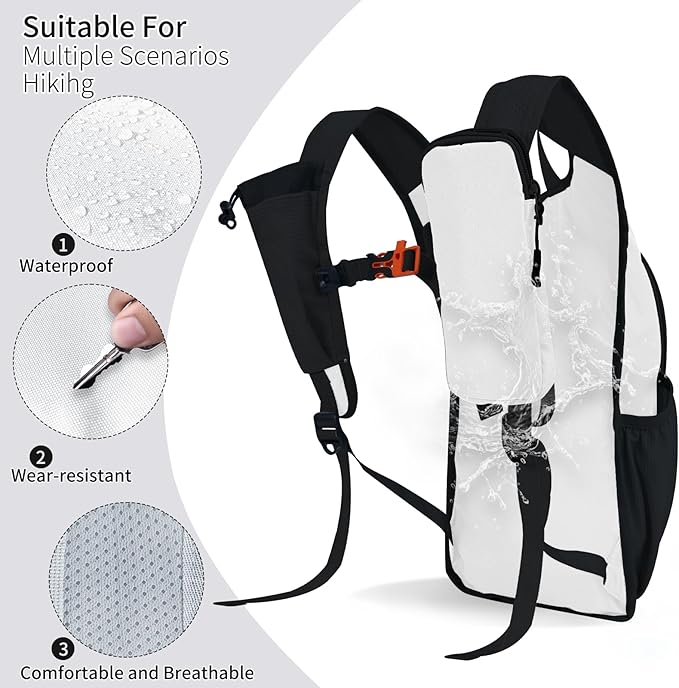 HIGH EXPERIENCE Hiking Backpack 10L/15L Small Daypack Lightweight Packable Travel Foldable Water Resistan for Women Men (White, 15L)