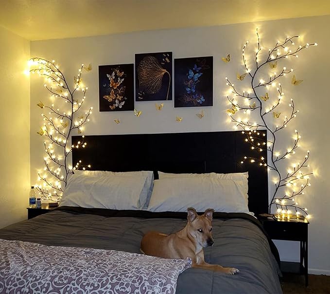 Vines for Home Decor with Remote Control On/Off Timmer Dim,7.5Ft Christmas Decorations Artificial Tree Branches with 144 LEDs Enchanted Willow Vine for Indoor Walls Bedroom Décor(1PCS)