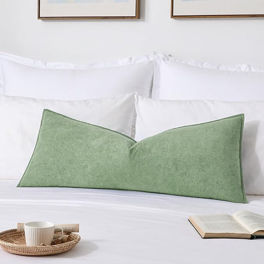 Kevin Textile Spring 14x36 Inch Long Lumbar Cover 1 Pack Soft Boucle Textured Decorative Waterproof Rectangle Cushion Elegant Accent Pillows for Couch Sofa Chair Bed Home Decor Indoor Sage Green