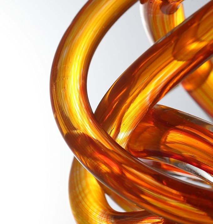 Luxury Lane Hand Blown Infinity Knot Sommerso Decorative Glass Ball for Bowls Home Decor 8 inch Tall Orbit Centerpiece Table Decoration Sculpture Ombre Red