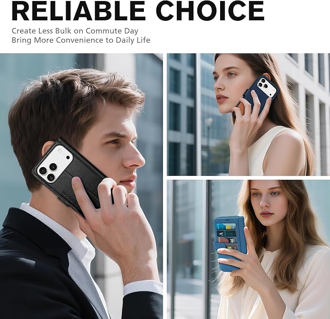 TUCCH Wallet Case for iPhone 17 Pro Max (6.9") 2025, 4 Card Slots | RFID Blocking | Stand | PU Leather | Magnetic Closure | Protective Flip Folio Cover | Shockproof TPU Shell | Cyan