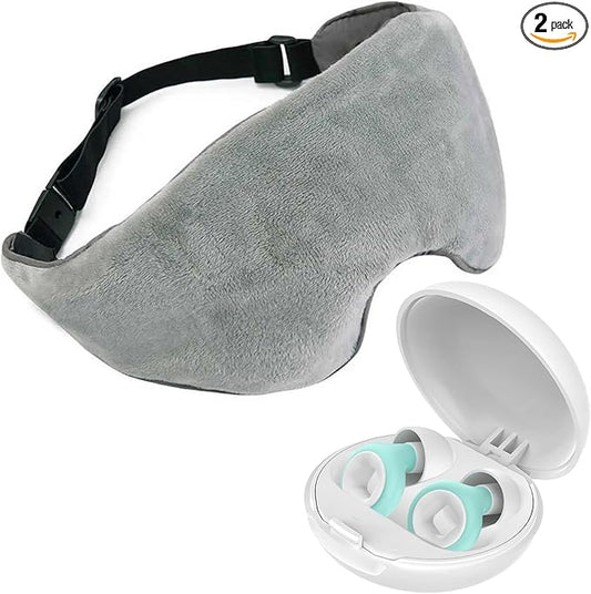 Weighted Eye Mask & Noise Cancelling Ear Plugs Set – Deep Sleep Earbuds & Weighted Sleep Mask for Sleeping, Migraine Relief & Night-Time Calm Airplane Gadgets & Traveling Essentials Relaxation Gifts