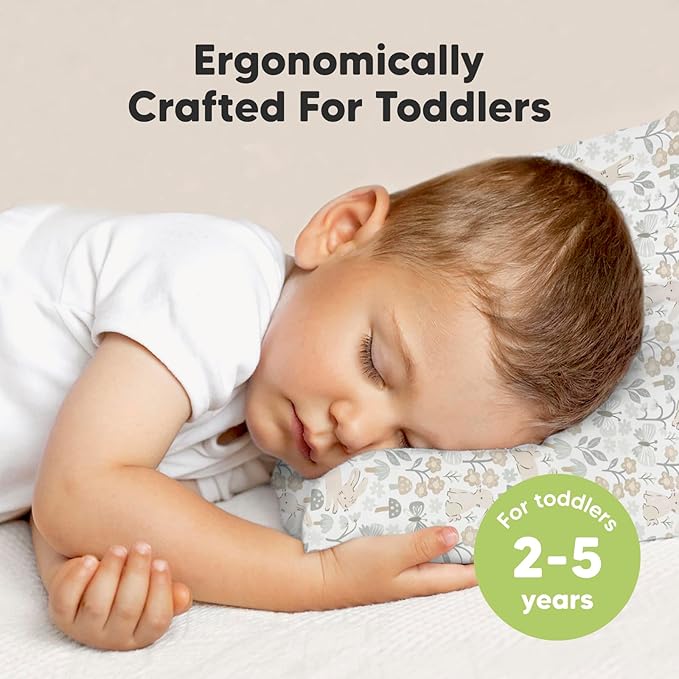 Toddler Pillow with Pillowcase - 13x18 My Little Dreamy Kids Travel Bed Pillows for Sleeping, Organic Cotton Small Pillowcase, Soft & Breathable, Machine Washable, Toddlers 2-5 Years Old (Prairie)