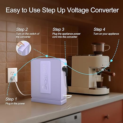3000W Step Up Transformer 110v to 220v Converter, Heavy Duty Voltage Converter 110v to 220v with Dual Outlets, Overload Protection & Ultra-Quiet Design for Home Appliances, Light Purple