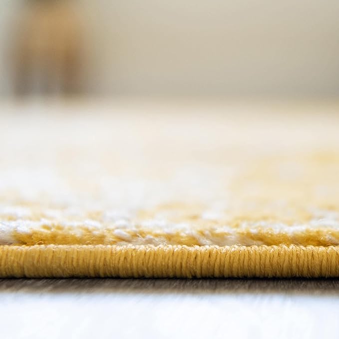 Rugs.com Arlington Collection Rug – 6' x 9' Yellow Medium-Pile Rug Perfect for Living Rooms, Large Dining Rooms, Open Floorplans
