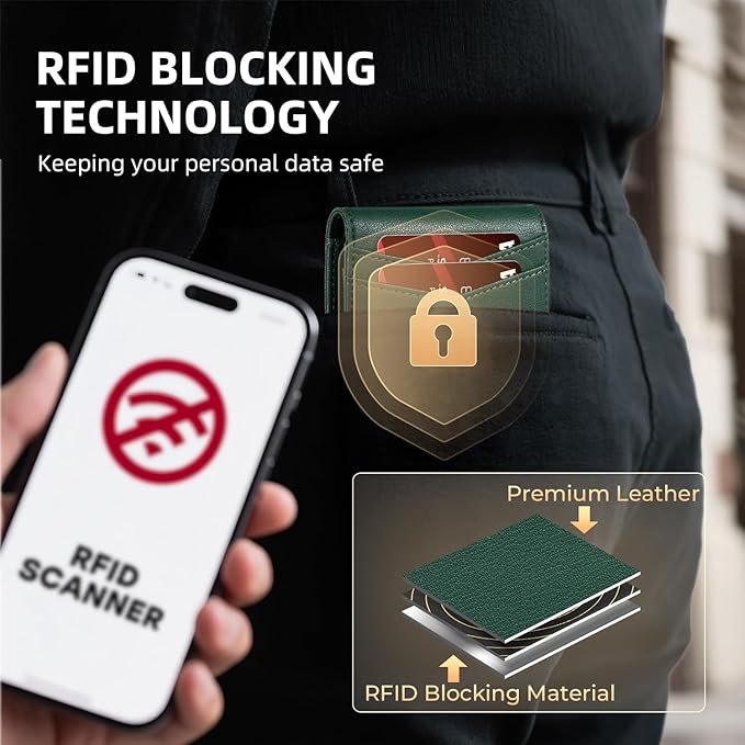 RUNBOX Wallet for Men Slim Rfid Leather 2 ID Window With Gift Box