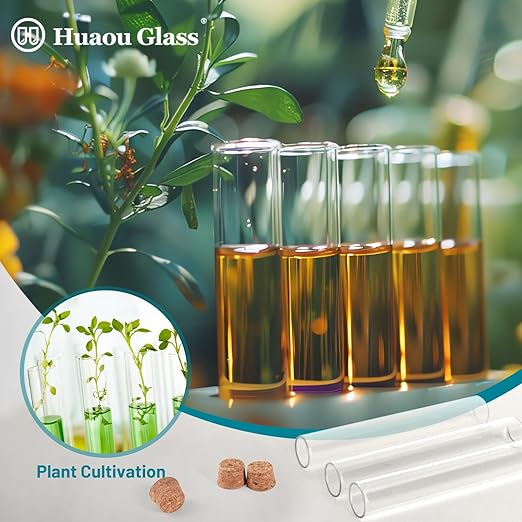 12pcs 10ml Glass Test Tube with Cork Stopper, 15x100mm Small Candy Storage Tube with Cap, Flat Bottom Tube, Plant Propagation Vase, Vial Set for Scientific Experiments Lab Liquid Party Decor