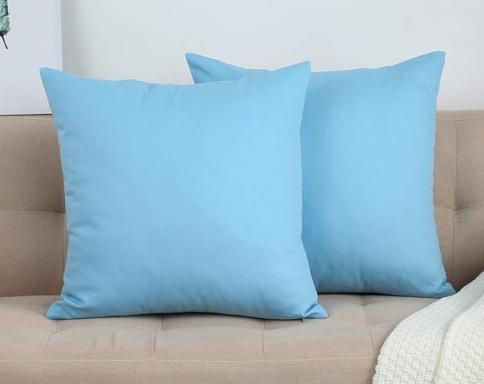 TangDepot Cotton Solid Throw Pillow Covers, 26" x 26" , Sky Blue, 1 Count (Pack of 1)