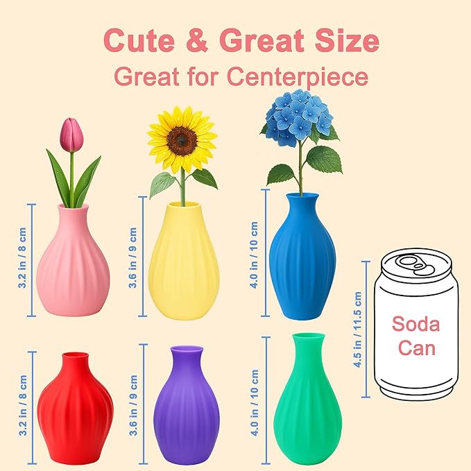Small Flower Bud Vases for Centerpieces - Set of 12 Colorful Weighted Mini Vases for Table Decor for Modern Home & Plant Lovers