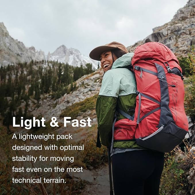 Osprey Tempest 44L Women's Lightweight Hiking Backpack - Daypack for Travel & Camping, Red Pampas/Coal Grey, XS/S