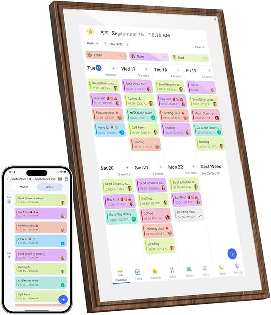 15.6 Inch Digital Calendar Chore Chart with Touchscreen - Full HD Interactive Display, Wall & Desk Mountable Family Planner, to-Do List & Meal Planner, Digital Picture Frame for Gifts for Women Mom