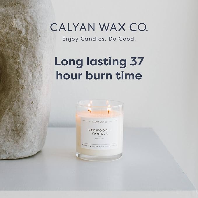 Calyan Wax Co. Seaside & Citrus 2 Wick Scented Candle - 37 Hour Burn - Luxury Non Toxic Soy Wax Candles - Long Lasting Large Glass Jar Candle for Home - 8.8oz