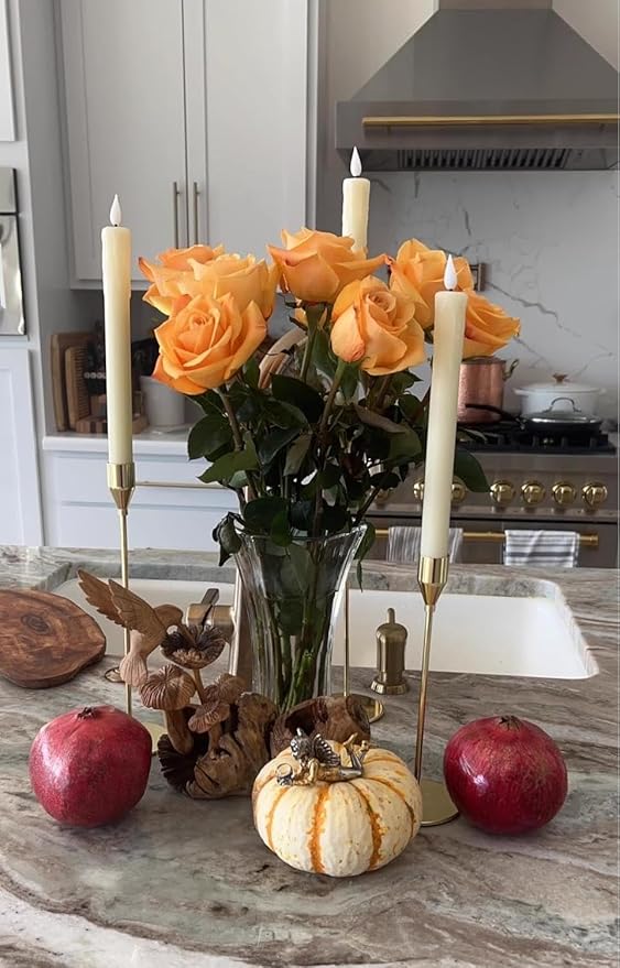 Delicate Light Gold Candlestick Holders of 3 PCS Taper Candle Stick Holders for 3/4" Taper&Led Candle, Elegant Candle Holder for Table Centerpiece/Wedding/Party/Dinning/Anniversary/Decor