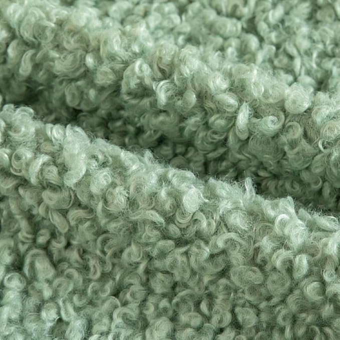 Yaertun Pack of 2 Faux Fur Throw Pillow Covers Decorative Sherpa Boucle Pillow Covers Fuzzy Soft Pillowcases Sheepskin Fleece Cushion Case for Couch Sofa Bed Living Room 22x22 Inch Sage Green