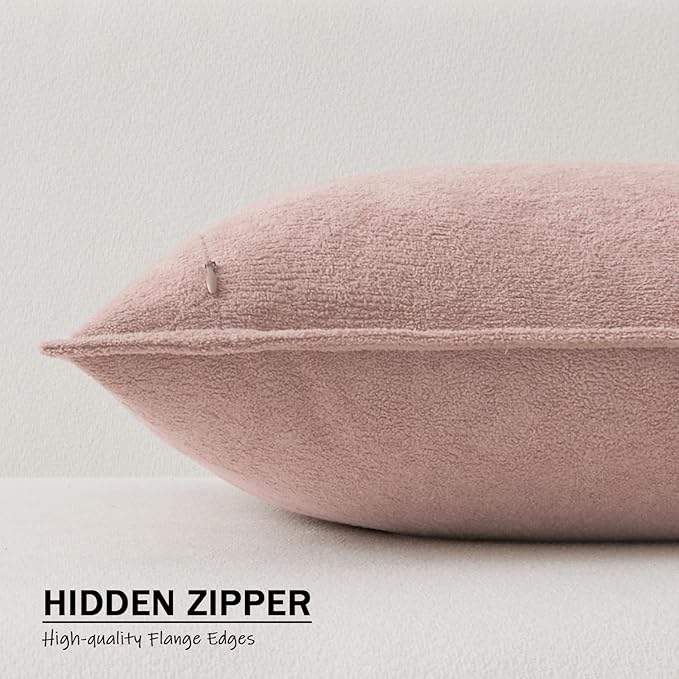 Kevin Textile 14x36 Inch Long Lumbar Cover 1 Pack Valentines Day Soft Boucle Textured Decorative Waterproof Rectangle Cushion Elegant Accent Pillows for Couch Sofa Chair Bed Home Light Pink