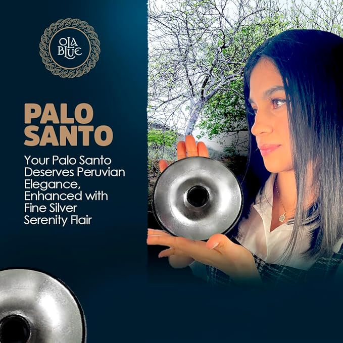 Authentic Peruvian Pottery Palo Santo Stick Holder | Handmade Ceramic Smudge Bowl | Incense and Sage Holder | Unique Decor for Spiritual and Aromatherapy Practices (Silver Serenity)