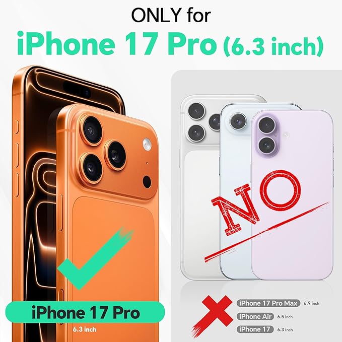 TUCCH 2-in-1 Removable Wallet Case for iPhone 17 Pro (6.3-inch) 2025, Wireless Charging | RFID Blocking 4 Card Holder | Wrist Strap | Kickstand | Magnetic | PU Leather | Protective Cover | Dark Green