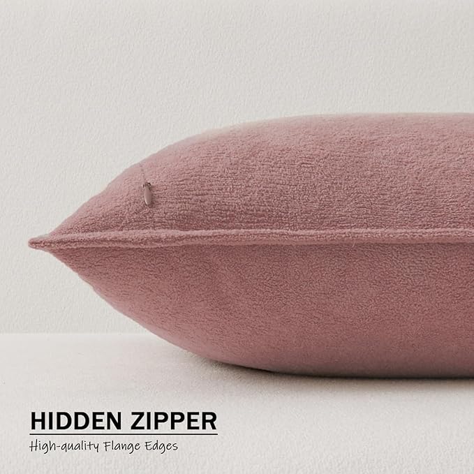 Kevin Textile 14x36 Inch Long Lumbar Cover 1 Pack Valentines Day Soft Boucle Textured Decorative Waterproof Rectangle Cushion Elegant Accent Pillows for Couch Sofa Chair Bed Home Plush Pink