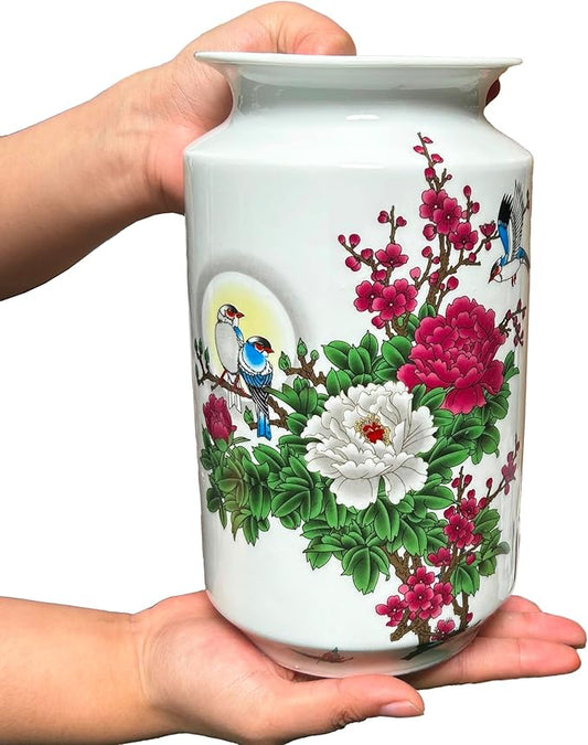 MTME Porcelain Figurines, Jingdezhen Decorative Flower vase, Home Decor, Wedding Gifts, Aesthetic Sculpture Home décor (Peony)