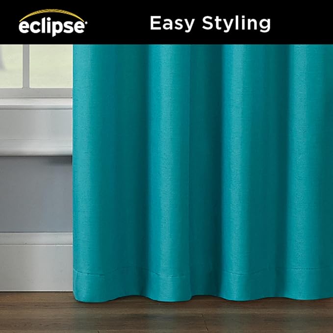 Eclipse Kendall Blackout Curtain, Thermal Insulated Grommet Window Panel, Noise Reducing Curtains for Bedroom, Living Room or Nursery, (1 Panel), 84 in Long x 42 in Wide, Turquoise