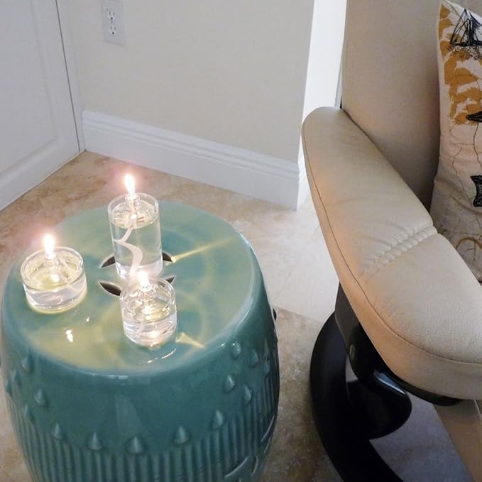 Firefly Fuels Refillable Glass Oil Candle - 2 oz Liquid Candle for Indoor Use, Outdoor Events, Emergency Lighting - Clean Burning with Wick and Holder Included. Use with Liquid Paraffin or Lamp Oil