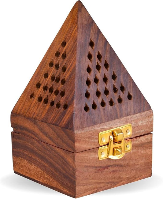 IBLAY Wooden Incense Holder Cone Dhoop Burner Holder 5" H