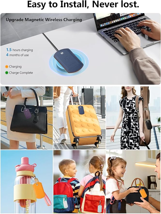 Luggage Tag with Tracker (iOS Only), Premium PU Leather Luggage Tags for Suitcase, Privacy Cover & ID Card Slot, Stainless Loop for Travel Bags, Backpack, Pet Carrier, Ideal Gadgets (Light Green)