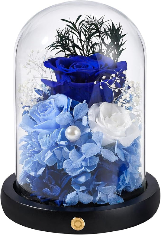 FIACO Preserved Flowers Rose Gifts for Women, Birthday Gifts Eternal Rose in Glass Dome Long-Lasting Real Forever Flowers Gifts for Mom Grandma Wife Girlfriend