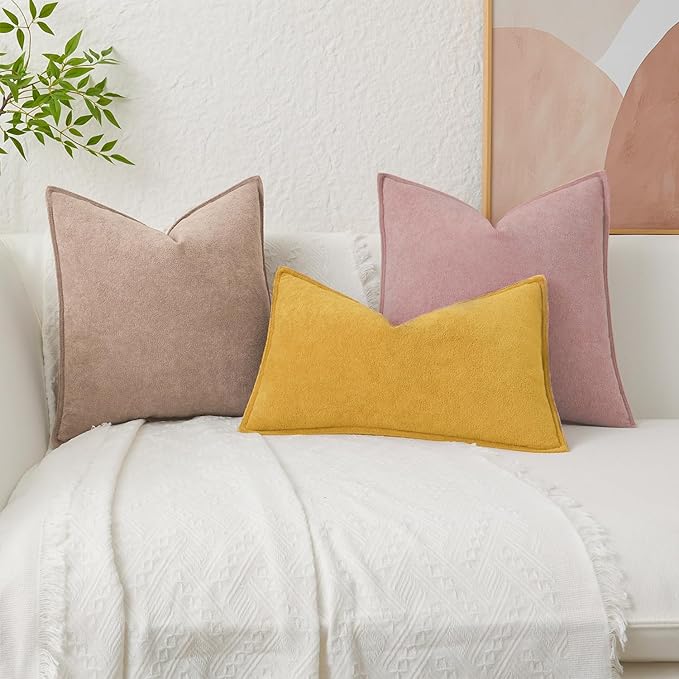 Kevin Textile Valentines Day Decorative Pillow Covers Light Pink 12x20 Inch Pack of 2 Soft Boucle Textured Waterproof Lumbars Cushions Elegant Accent Pillows for Couch Sofa Chair Bed Home