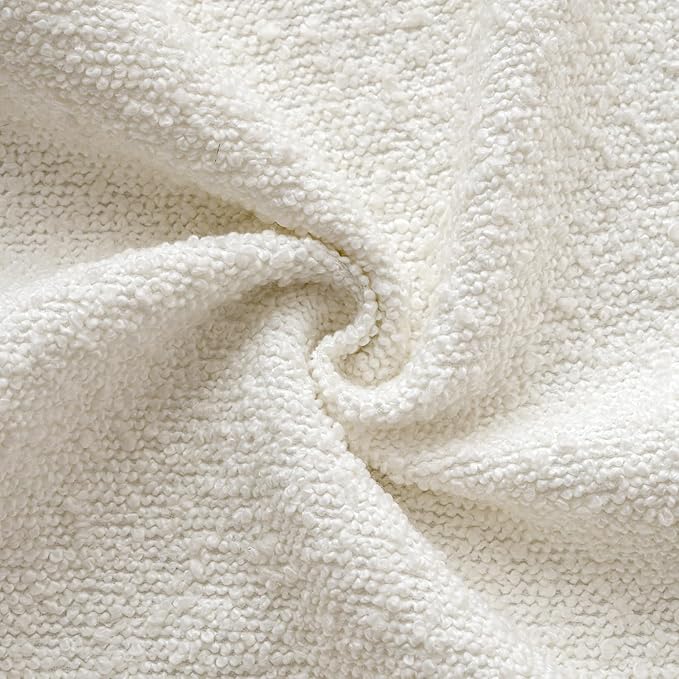 Woaboy Pack of 2 24x24 Inch Decorative Boucle Throw Pillow Covers Textured Square Pillowcaes Accent Euro Solid Cozy Soft Cushion Covers Christmas Home Decor for Bed Sofa Couch Living Room,White