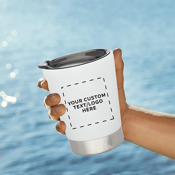 Personalized 12 oz. Itsy Vacuum Insulated Travel Mugs - 6 Pack - Custom Text, Logo - White