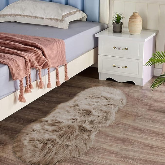 Latepis Small Area 2x4 Rug Brown Beige Fur Rug 60% Acrylic 40% polyester Shaggy Rugs for Bedroom Washable Shag Rugs for Living Room Dorm Cushion Home Décor