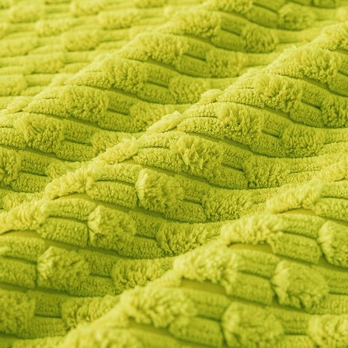 Kevin Textile Decorative Pillow Covers Set of 2 Striped Plush Corduroy Pillows Pillowcases Boho Home Decor Cushion Covers for Couch Sofa Bed Living Room 18x18 Inch, Christmas Green