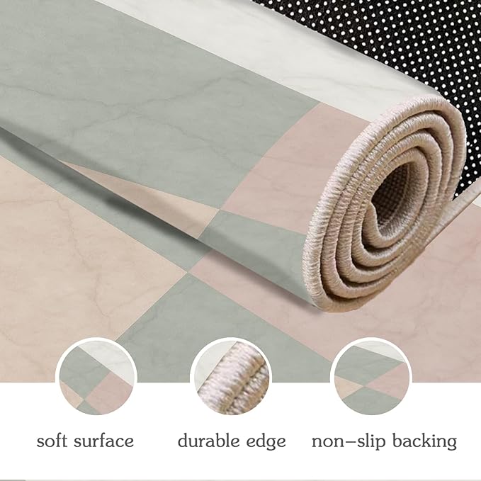 Modern Marble Rug - 5x7 Area Rugs, Minimalist Marble Rug, Abstract Luxury Bedroom Rugs, Washable & Non Slip Carpet Home Decor