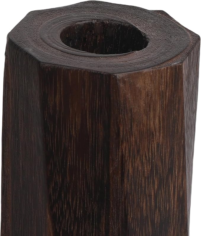 Handcrafted Natural Wood Vase | Eco-Friendly Home Decor | Unbreakable Rustic Flower Vase for DIY Painting | 9.5" Wooden Decorative (vase Brown)