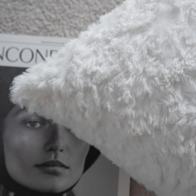 Neelvin Set of 2 Faux Fur Throw Pillow Covers 18x18 Inch White Cozy Soft Solid Decorative Pillowcases Thick Plush Sheepskin Cushion Case for Chair and Couch Sofa Bedroom