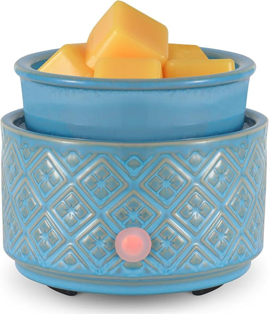 Wax Melt Warmer for Scented Wax,3-in-1Ceramic Wax Warmer Fragrances Candle Oils, Home Fragrance Burner,Electric Candle Warmer Perfect Christmas Gifts for Mom Women(Blue)
