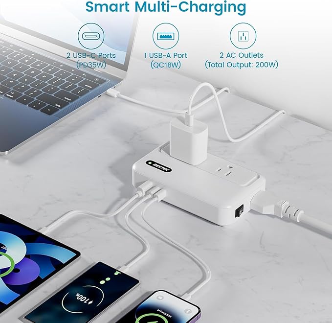 BESTEK 220v to 110v Converter with PD35w, 200w AC Voltage Converter US to Europe, Step Down Converter for Hair Straightener/Curling Iron with EU UK FR DE ES AU Travel Adapter (Unavailable Hair Dryer)
