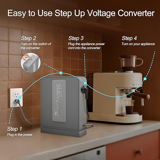2000W Step Up Transformer 110v to 220v Converter, Heavy Duty Voltage Converter 110v to 220v with Dual Outlets, Overload Protection & Ultra-Quiet Design for Home Appliances, Light Grey
