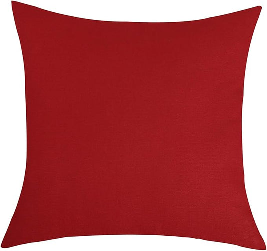 TangDepot Handmade Decorative Solid 100% Cotton Canvas Throw Pillow Covers/Pillow Shams, (16"x16", Deep Red)