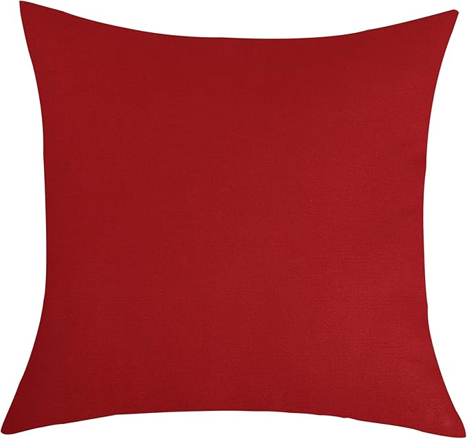 TangDepot Set of 2 Handmade Decorative Solid 100% Cotton Canvas Throw Pillow Covers/Cushion Covers, 45 Colors Available - (20"x20" 2 Pieces, Deep Red)